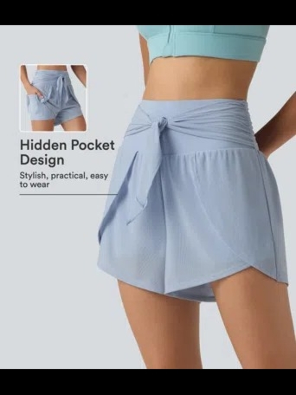 NWOT HALARA SoftlyZero High Waisted Tie Front 3" Shorts